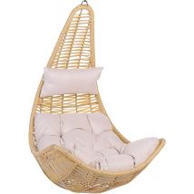 Beliani - Fauteuil Suspendu Extérieur et Intérieur en Rotin Beige avec Coussin Assorti Design Moderne pour Salon ou Jardin