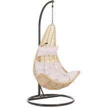 Beliani - Fauteuil Suspendu Extérieur et Intérieur en Rotin Beige Design Moderne et Support Solide pour Salon ou Jardin