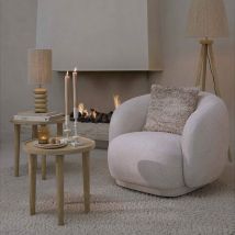 Light And Living - Fauteuil Ovito tissu crème 93x87x73cm