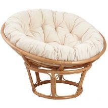 Aubry Gaspard - Fauteuil papasan en rotin avec coussin écru