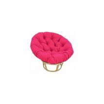 QEM - Fauteuil Papasan Rotin Naturel différent Coloris (Rotin Clair, Coussin Rose)