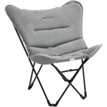 Fauteuil papillon - chaise de camping pliable - coussin rembourré - acier tissu gris