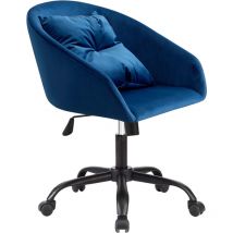 Fijalo - Fauteuil Pivotant Coussin Velours Bleu.