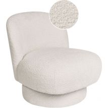 Beliani - Fauteuil Pivotant Dossier Incurvé Rétro Rembourré en Tissu Bouclé Blanc Aylo