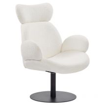 Fauteuil pivotant en tissu bouclette blanc ATORCO