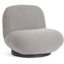 Hellin - Fauteuil pivotant en tissu bouclette - jean - Gris