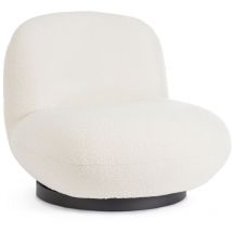 Hellin - Fauteuil pivotant en tissu bouclette - jean - Blanc