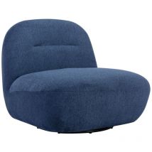 Vente-unique - Fauteuil pivotant en tissu texturé bleu pozeti