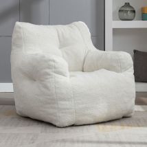 Redom - Chaise Poupée, 100X94X70cm, Tissu Teddy, Ivoire
