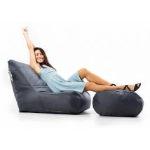 Livedeco - Fauteuil Pouf xxl Déhoussable, Extérieur, Outdoor, Jardin, Terrasse, Gris Anthracite Graphite BiG52 iron raw