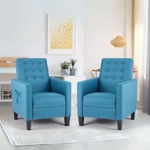 Iperbriko - Fauteuil recliner Malea 4 points de massage en tissu bleu H97xL69xP87