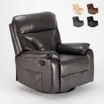 Le Roi Du Relax – Fauteuil Relax Inclinable À Bascule Et Pivotant En Similicuir Antibactérien – Rotation 360° – Largeur D'Assise 90 Cm – Confort 