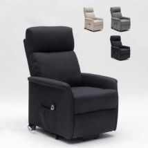 Le Roi Du Relax - Fauteuil relax électrique inclinable avec releveur et roulettes Giorgia - Noir