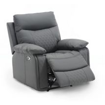 Deco In Paris - elise - Fauteuil relax électrique en simili cuir gris foncé elise