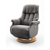 Fauteuil relax en cuir coloris Gris foncé / naturel - 77 x 111 x 86 cm Pegane