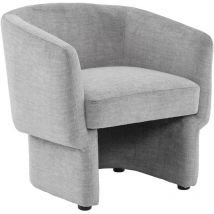 Sweeek - Fauteuil relax en tissu avec forme de dossier et piètement arrondis gris clair