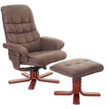 Fauteuil relax HHG 320, fauteuil de télévision, siège tv avec tabouret, imitation de daim, marron