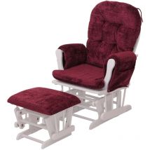 Fauteuil relax HW C-C76, fauteuil à bascule Fauteuil à bascule avec pouf Tissu/Textile chenille (465g/m²) bordeaux, piè
