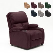 Le Roi Du Relax - Fauteuil relax inclinable en microfibre velours repose-pieds Laura - Bordeaux