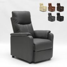 Le Roi Du Relax - Fauteuil relax inclinable avec repose-pieds en similicuir Giulia - Gris