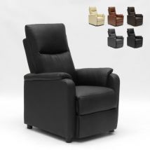 Le Roi Du Relax - Fauteuil relax inclinable avec repose-pieds en similicuir Giulia - Noir