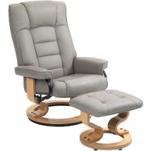 MH - Fauteuil relax inclinable joan avec repose-pieds gris et bois