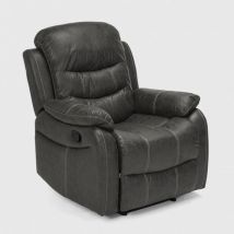 Fauteuil relax inclinable manuel avec repose-pieds en similicuir Panama - Gris