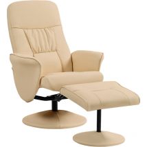 Homcom - Fauteuil relax inclinable pivotant style contemporain avec repose-pied revêtement synthétique beige