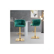 Qiyao - Fauteuil relax Lot de 2 tabourets de bar tabouret de bar en velours tabouret de comptoir chaises de cuisine tabouret réglable en hauteur