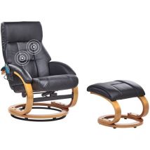 Beliani - Fauteuil Relax Massant et Chauffant Fonction Pivotante avec Repose-Pieds en Cuir pu Noir Force