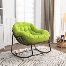 Pergar - Fauteuil relax,Chaise à bascule en rotin simple,chaise en rotin tissée à la main, rotin, tissu imperméable, Vert, 90 x 105 x 80 cm