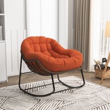 Sunfecili - Fauteuil relax,Chaise à bascule en rotin simple,chaise en rotin tissée à la main, rotin, tissu imperméable, Orange, 90 x 105 x 80 cm -