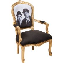 Biscottini - Fauteuil rembourré Fauteuil avec accoudoirs en bois Style français Fauteuil de chambre Chaise de chambre tapissée 100X65X63 cm