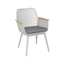 Fauteuil repas de jardin Maestro alu acc teck+galette sunbrella - blanc/119 - Proloisirs