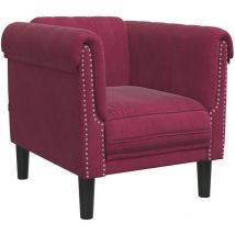 Vidaxl - Fauteuil rouge bordeaux velours