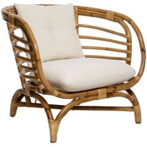 Atmosphera Créateur D'intérieur - Fauteuil Farah rotin tissu blanc