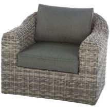 Fauteuil de salon de jardin Mooréa terre d ombre aluminium traité époxy en résine tressée - Hespéride