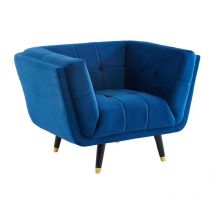 Vente-unique - Fauteuil samantha ii en velours - Bleu nuit
