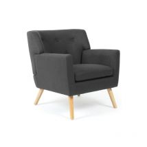 Idmarket - Fauteuil scandinave liv en tissu gris anthracite