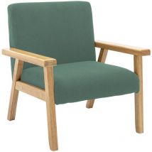 Fauteuil enfant en bois et velours côtelé kaki. isak l 47 x p 43.5 x h 50cm
