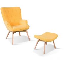 Designetsamaison - Fauteuil scandinave jaune bouclette - Stockholm