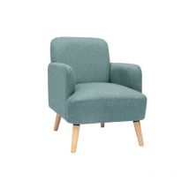Miliboo - Fauteuil scandinave en tissu vert de gris et bois clair isko