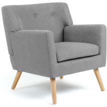Idmarket - Fauteuil scandinave liv en tissu gris chiné