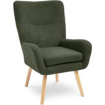 Sicaan - Fauteuil scandinave moderne gaïa tissu bouclette kaki