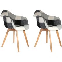 Fauteuil Scandinave Patchwork Gris Home Deco Factory