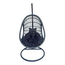 Jardibricodeco - fauteuil suspendu balancelle base en métal effet rotin gris 125x105x195 cm