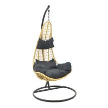 fauteuil suspendu balancelle de jardin coussin noir 103x83x200 cm