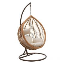Jardibricodeco - fauteuil suspendu balancelle de jardin métal rotin naturel coussin beige