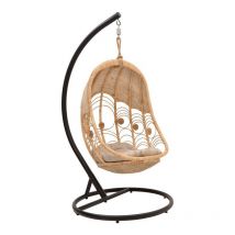 Jardibricodeco - fauteuil suspendu balancelle de jardin rotin coussin beige 82x82x200cm