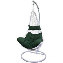 Vacchetti - Fauteuil suspendu balançoire sur pied Blanc coussin vert 82x65 cm h 124 cm en Métal mod. Rialto